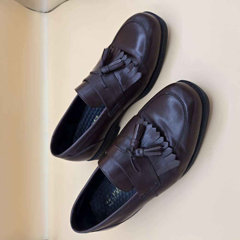 Brown Leather Slip-On Loafers with Polished Finish